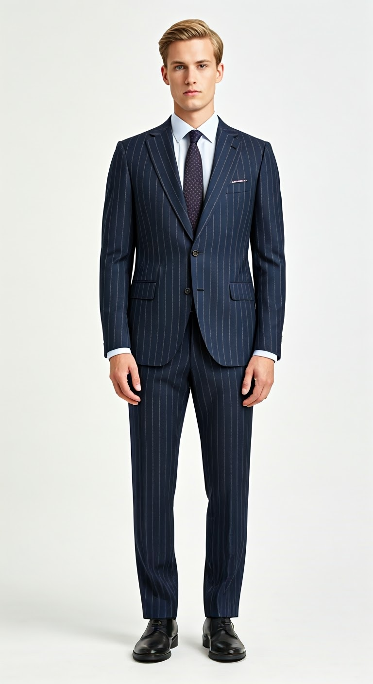 Monza Navy Pinstripe Suit