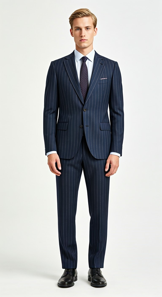 Monza Navy Pinstripe Suit